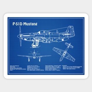 North American P-51D Mustang Airplane Blueprint - AD Sticker